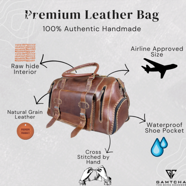 THE Hand Stitched LUXURIOS Leather DUFFLE BAG- M6 - Image 2