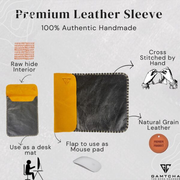 Handmade Leather laptop sleeve plus desk mat - Image 2