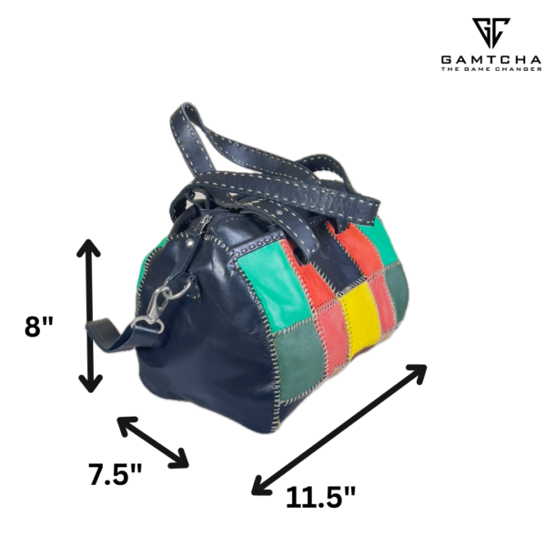 THE MULTICOLOR LEATHER SATCHEL HAND SEWN-M16 - Image 3