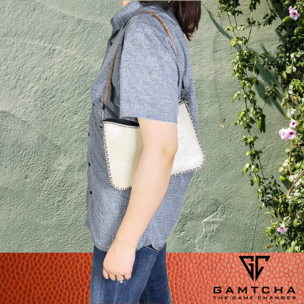 Skinny Crescent Leather Bag Hand Stitched-M17 - Image 4