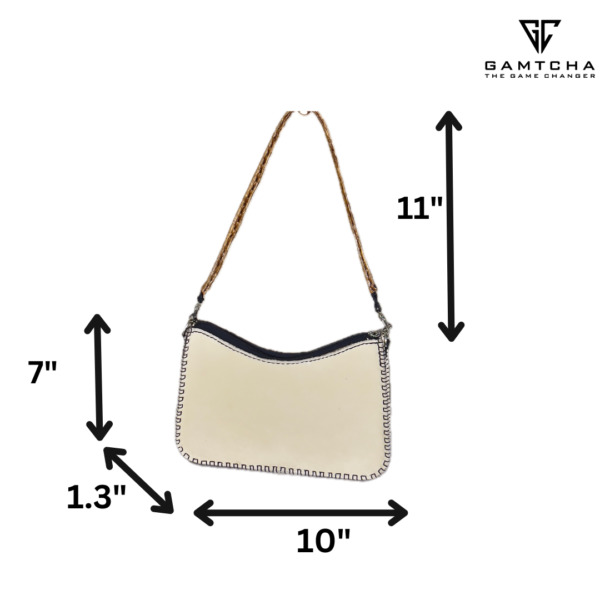 Skinny Crescent Leather Bag Hand Stitched-M17 - Image 3
