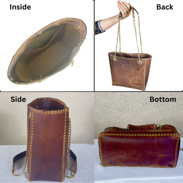 HAND STITCHED EVERYDAY LEATHER TOTE BAG-M5 - Image 3
