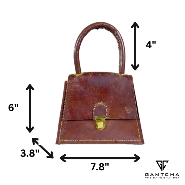 MONA HAND SEWN TRIANGULAR  LEATHER BAG-M13 - Image 8